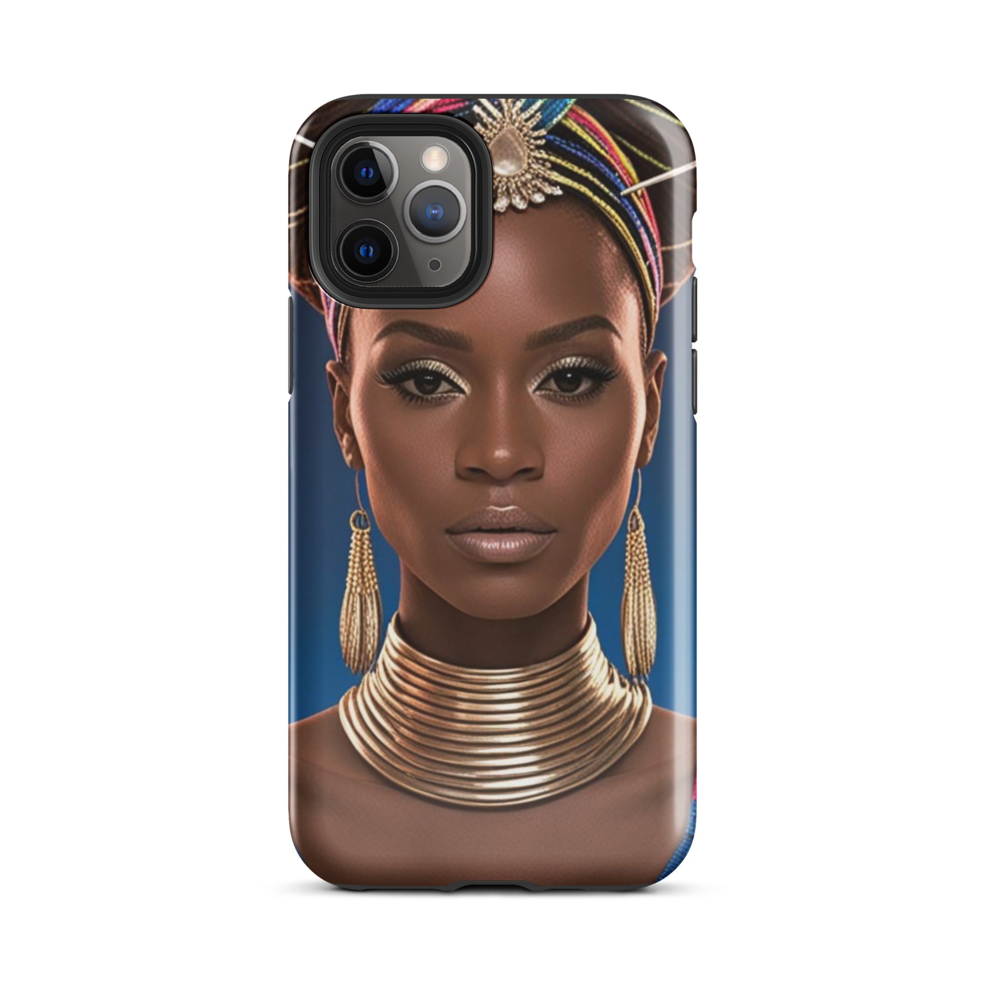 Afrocentric Phone Case With Multicolored Headwrap Art And Gold Jewelry ShirtEvent Afrocentric Phone Case With Multicolored Headwrap Art And Gold Jewelry ShirtEvent